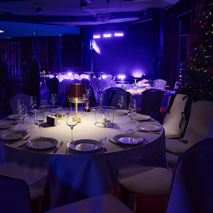 Table with the food on the corporate event